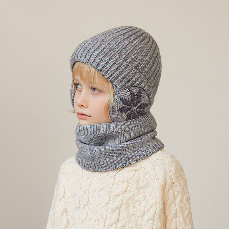 Kinder/Erwachsene Winter-Wollschal-Set Strickmütze