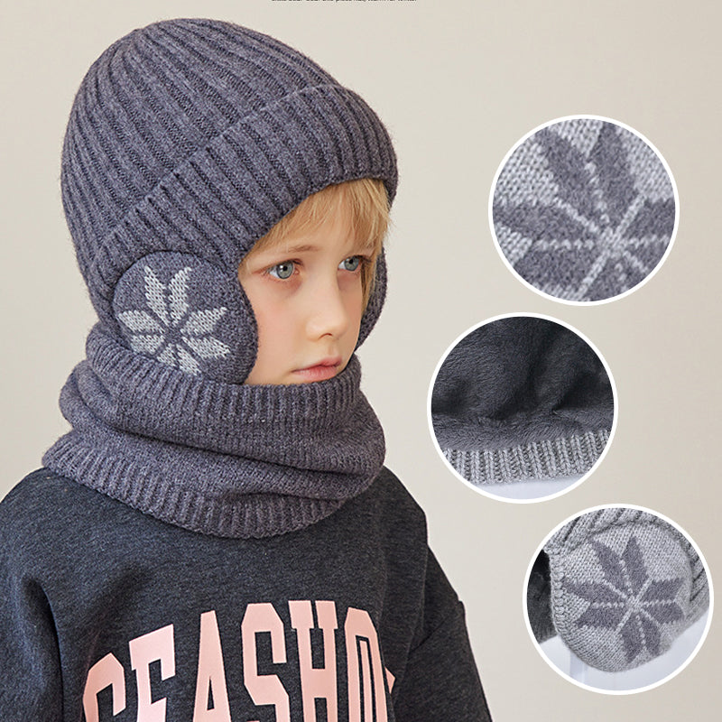 Kinder/Erwachsene Winter-Wollschal-Set Strickmütze